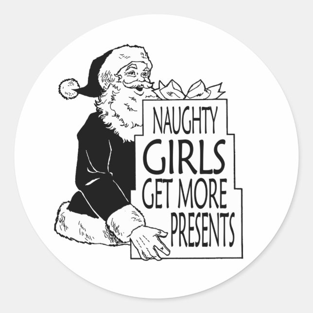 ADESIVO REDONDO SANTAS NAUGHTY GIRLS RECEBEM MAIS PRESENTES (Frente)