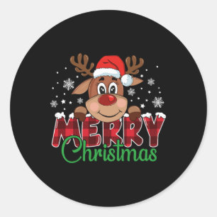 Adesivo Redondo Santastyle Holiday Co. Merry Christmas Cute Reinde