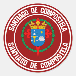 Adesivo Redondo Santiago de Compostela Round Emblem