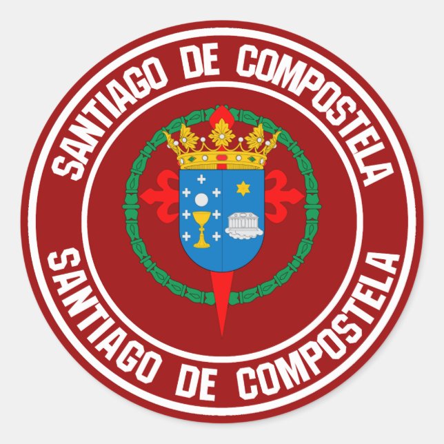 Adesivo Redondo Santiago de Compostela Round Emblem (Frente)