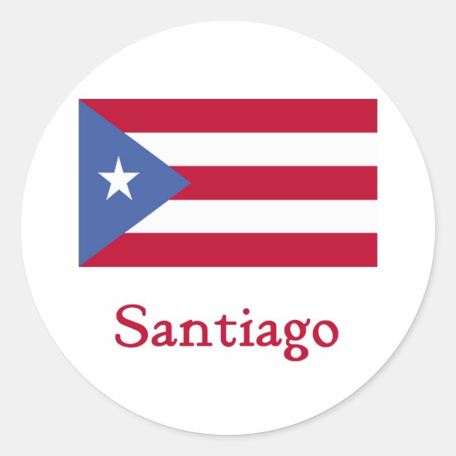 Adesivo Redondo Santiago Puerto Rican Flag (Frente)