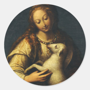 Adesivo Redondo Santo Agnes por Orsola Maddalena Caccia