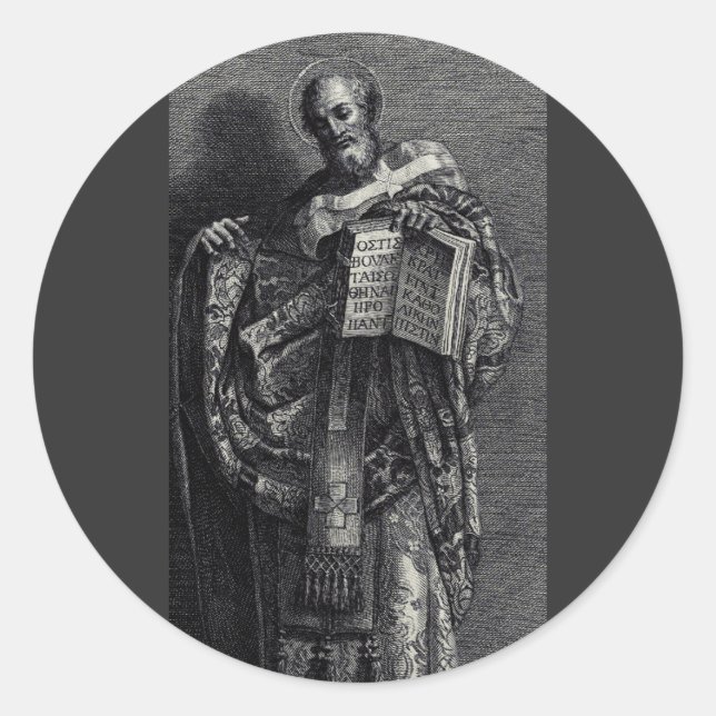 Adesivo Redondo Santo Athanasius de Alexandria Pope e Patriarca (Frente)