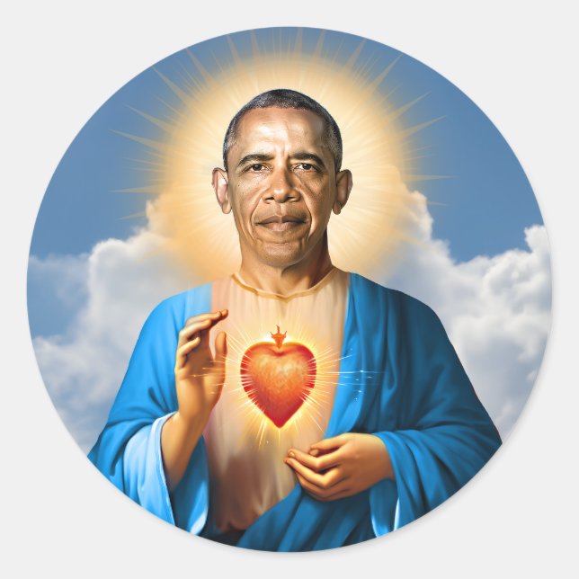 Adesivo Redondo Santo Barack Obama Prayer Candle (Frente)
