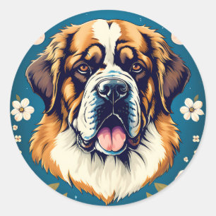 Adesivo Redondo Santo Bernard Dog Animal