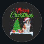 Adesivo Redondo Santo Bernard Dog Árvore de Natal Luz Engraçado Xm<br><div class="desc">Santo Bernard Cog Árvore de Natal Luz Engraçada Cachorro Xmas</div>