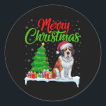 Adesivo Redondo Santo Bernard Dog Árvore de Natal Luz Engraçado Xm<br><div class="desc">Santo Bernard Cog Árvore de Natal Luz Engraçada Cachorro Xmas</div>