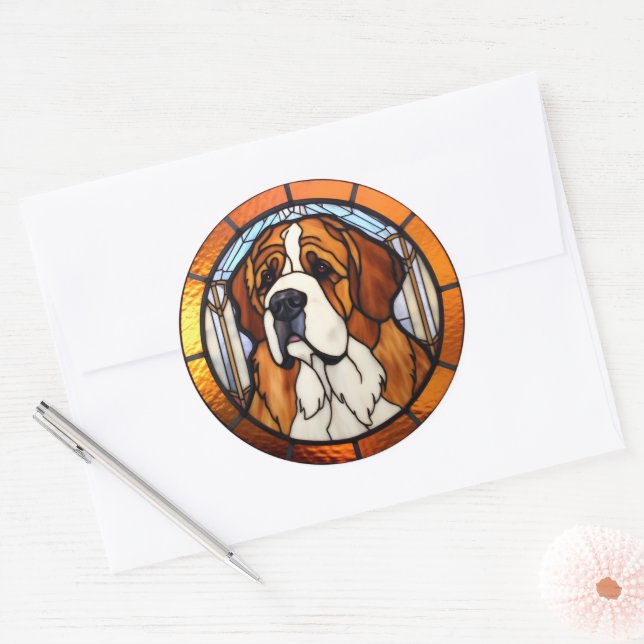 Adesivo Redondo Santo Bernard Dog Sticker Pack (Envelope)