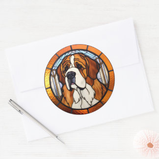 Adesivo Redondo Santo Bernard Dog Sticker Pack