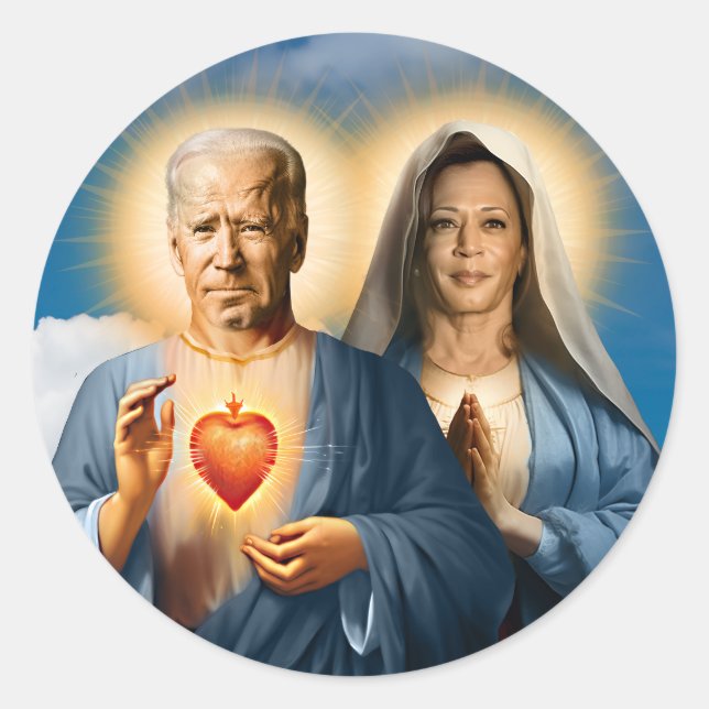 Adesivo Redondo Santo Biden Harris Prayer Candle (Frente)