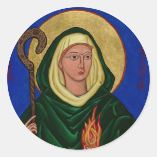 Adesivo Redondo Santo Brigid com fogo santamente