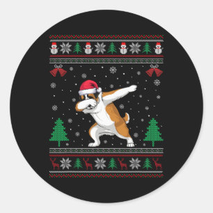 Adesivo Redondo Santo de abbing Bernard Dog Santa Hat Boys Girls C