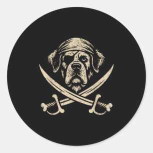 Adesivo Redondo Santo de Taxa de Vintagem Bernard Crossbones Cacho