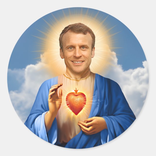 Adesivo Redondo Santo Emmanuel Macron Prayer Candle (Frente)