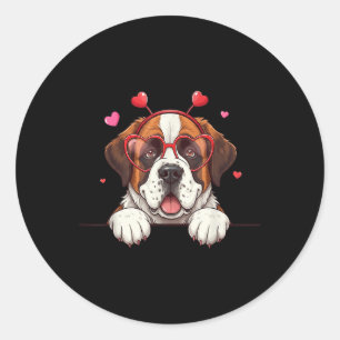 Adesivo Redondo Santo engraçado Bernard Dog Heart Headband Namorad