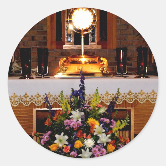 Adesivo Redondo Santo Eucarista Comunhão (Frente)