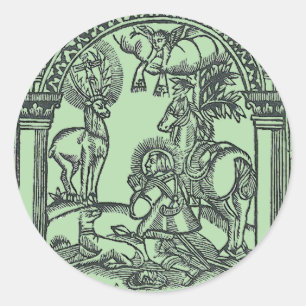 Adesivo Redondo Santo Eustáquio vê Jesus Cristo