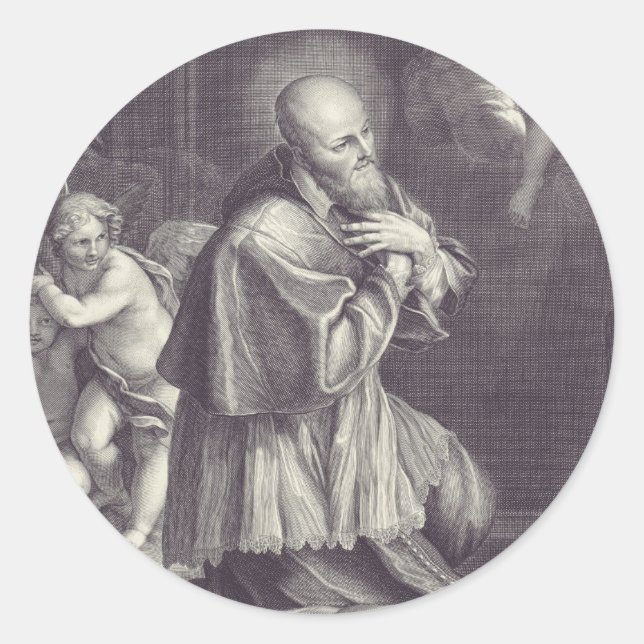 Adesivo Redondo Santo Francis de Sales Doctor of the Church (Frente)