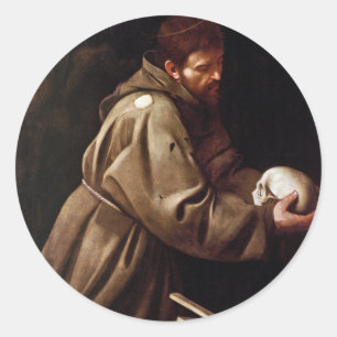 Adesivo Redondo Santo Francis na oração - Caravaggio