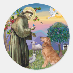 Adesivo Redondo Santo Francis - Retriever Ouro ( nº 1)