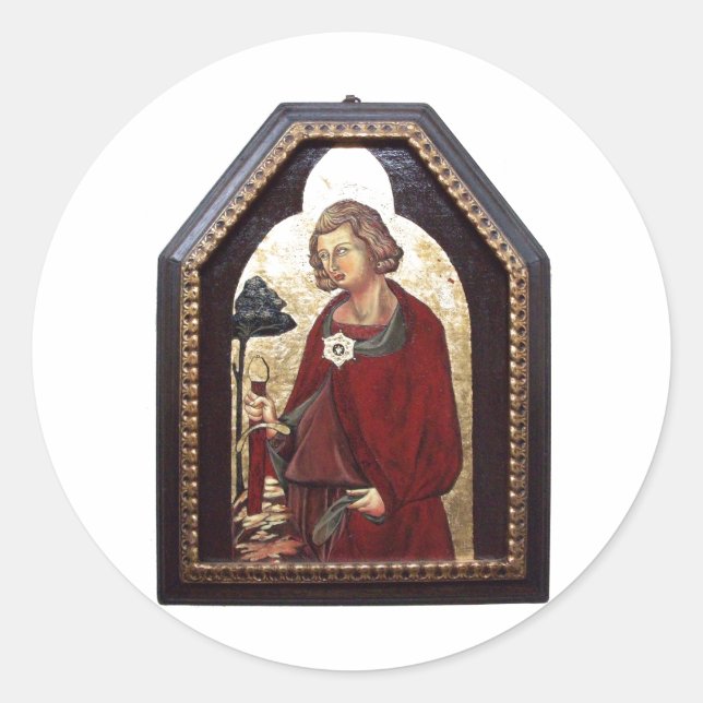 ADESIVO REDONDO SANTO GALGANO / LENDA DA ESPADA NA ROCHA (Frente)