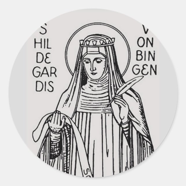 Adesivo Redondo Santo Hildegard da abadia beneditina de Bingen (Frente)