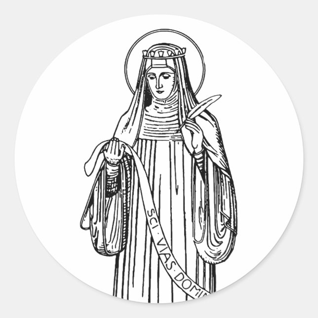 Adesivo Redondo Santo Hildegard do Doutor Bingen da Igreja (Frente)