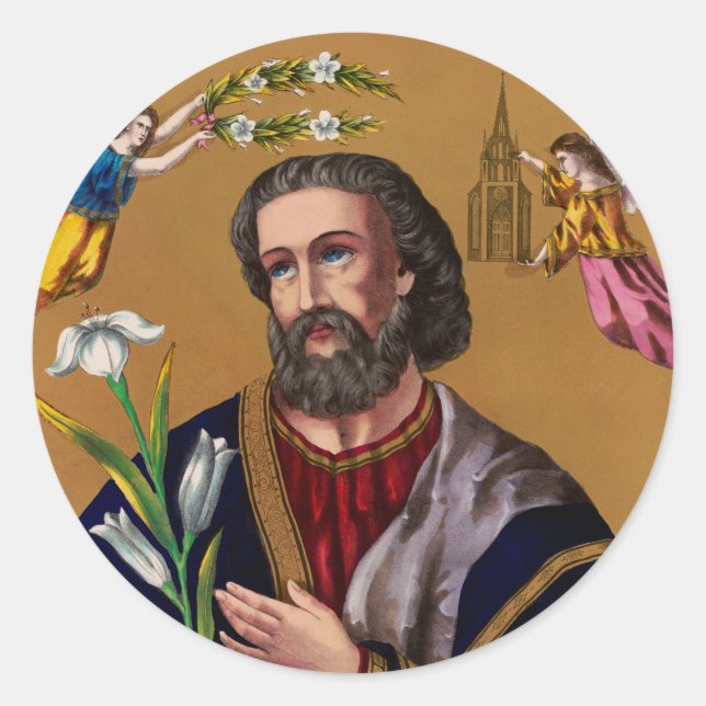 Adesivo Redondo Santo Joseph Guardian da Santa Família (Frente)