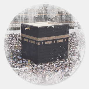 Adesivo Redondo Santo Kaaba, Masjid Al Haram, ilustração da aqua