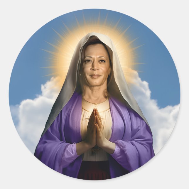 Adesivo Redondo Santo Kamala Harris Prayer Candle (Frente)