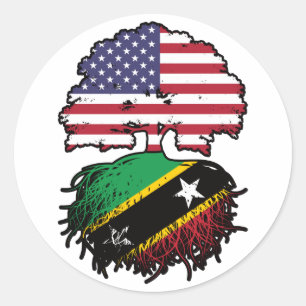 Adesivo Redondo Santo Kittitian American Tree Roots Flag