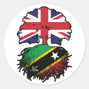 Adesivo Redondo Santo Kittitian UK Tree Roots Flag