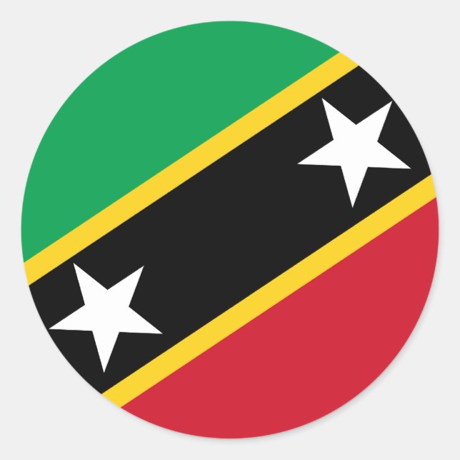 Adesivo Redondo Santo Kitts e Nevis Flag Sticker (Frente)