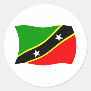 Adesivo Redondo Santo Kitts e Nevis Flag Sticker