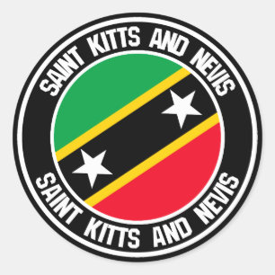 Adesivo Redondo Santo Kitts e Nevis Round Emblem