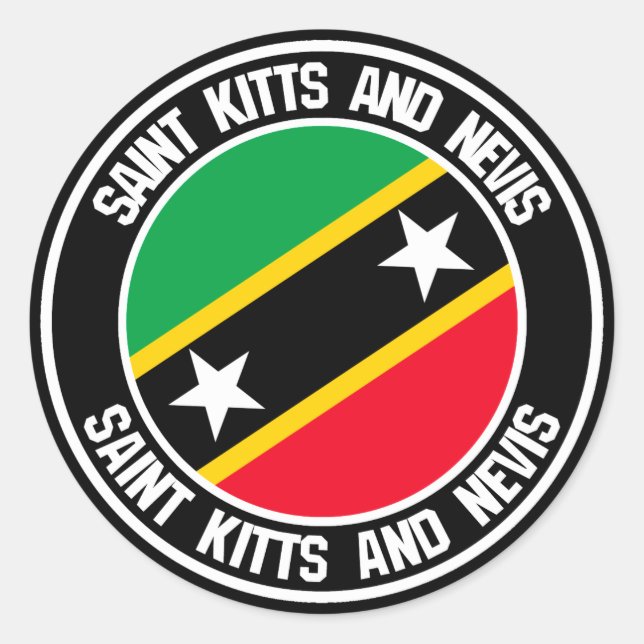 Adesivo Redondo Santo Kitts e Nevis Round Emblem (Frente)