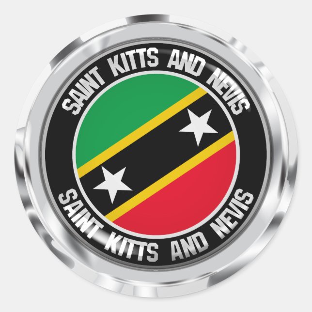 Adesivo Redondo Santo Kitts e Nevis Round Emblem (Frente)