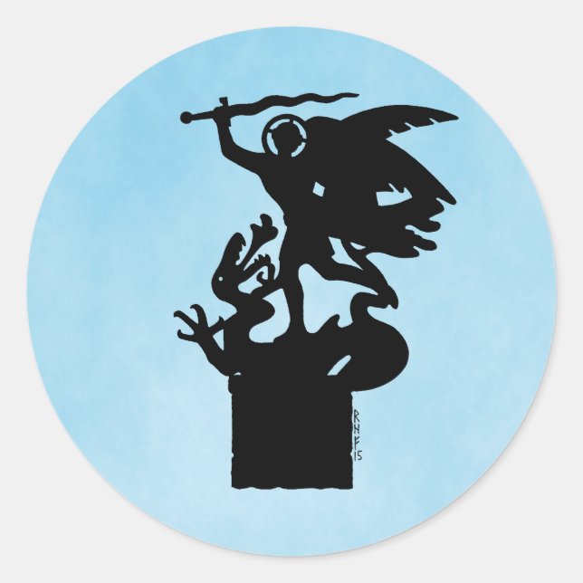 Adesivo Redondo Santo Michael e Dragon (Frente)