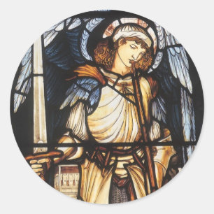 Adesivo Redondo Santo Michael por Sir Edward Coley Burne-Jones