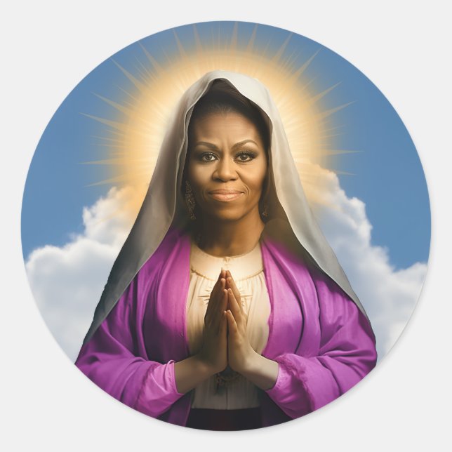 Adesivo Redondo Santo Michelle Obama Prayer Candle (Frente)