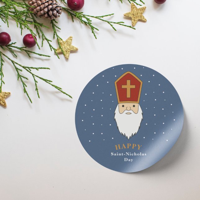 Adesivo Redondo Santo Nicholas Day Sticker (Saint Nicholas Day Sticker)