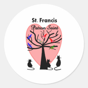 Adesivo Redondo Santo padroeiro de St Francis--Árvore e animais