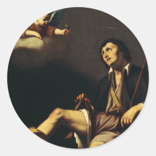 Adesivo Redondo Santo Roch e o Anjo pela Cara François