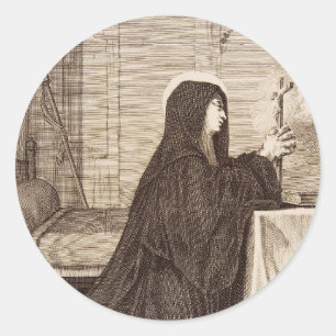 Adesivo Redondo Santo Scholastica Patroness da escola