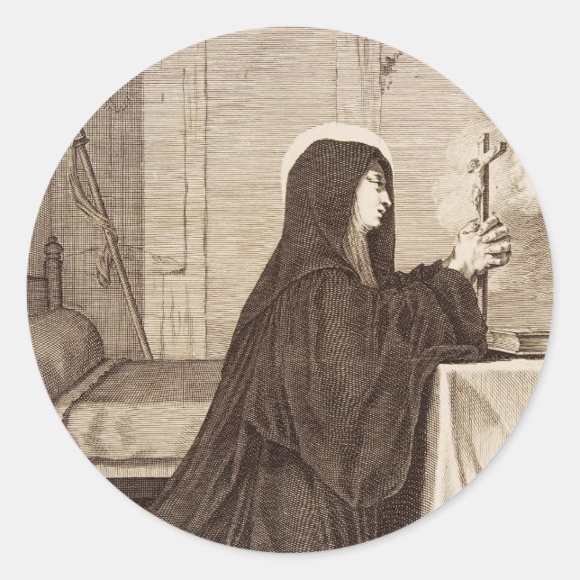 Adesivo Redondo Santo Scholastica Patroness da escola (Frente)