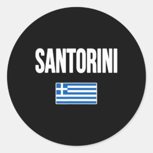Adesivo Redondo Santorini Grécia Bandeira Grega Lembrança Férias