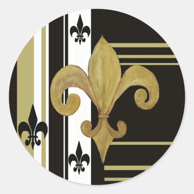 Adesivo Redondo Santos Black and Dourado Fleur de lis (Frente)