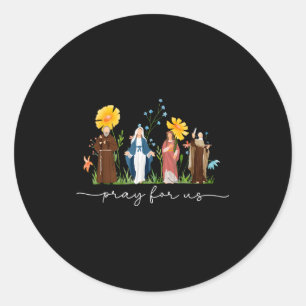Adesivo Redondo Santos Católicos Florais Mulheres Religiosas Homen