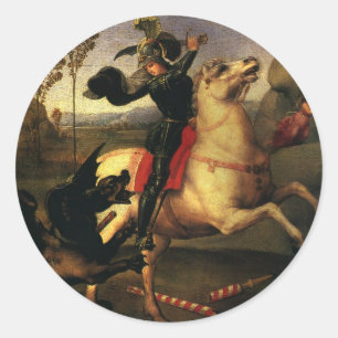 Adesivo Redondo São Jorge Lutando Contra o Dragão por Rafael Sanzi