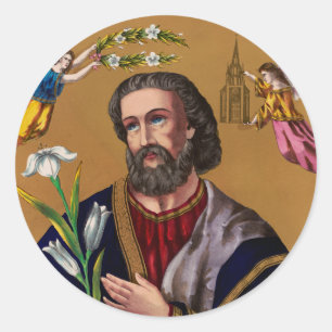 Adesivo Redondo São José Guardião da Sagrada Família